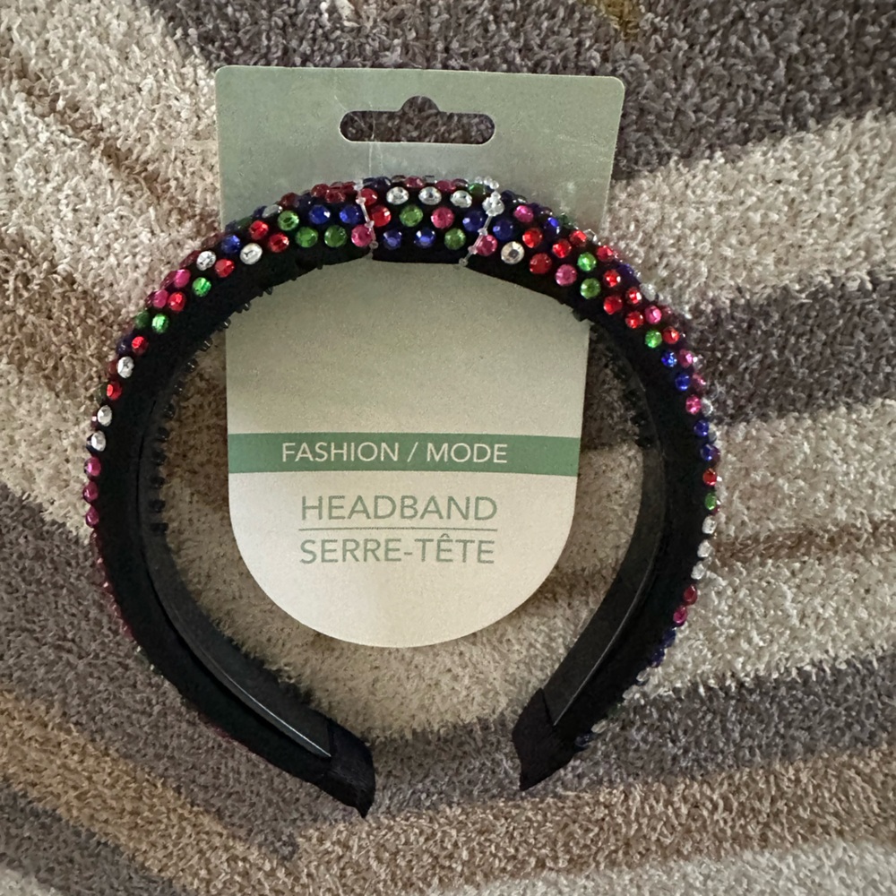 Black studded colorful rhinestone headband new headband